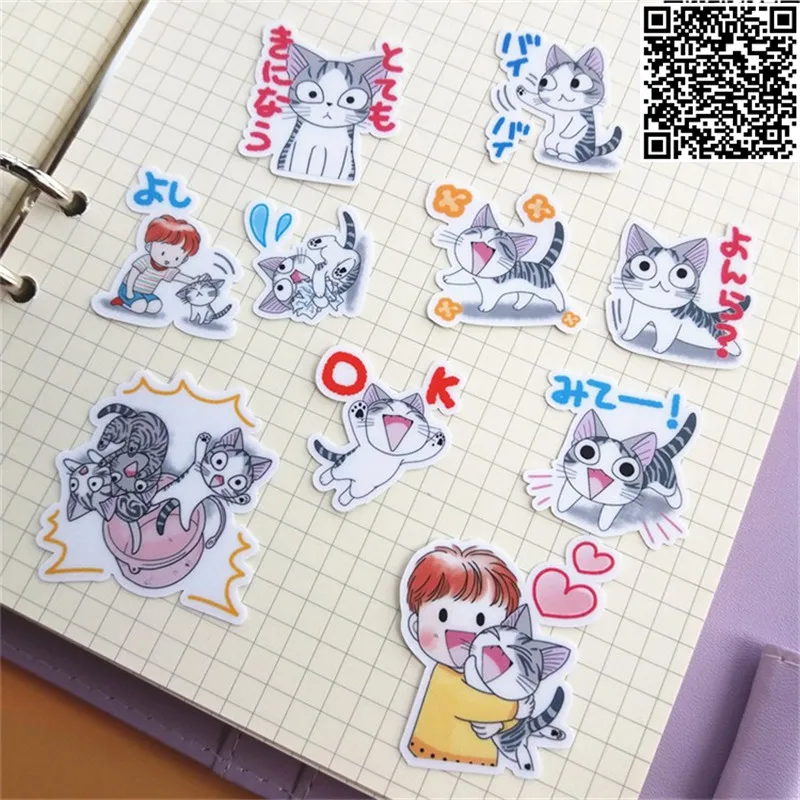 40 шт Водонепроницаемый DIY мультяшный Кот стикер для декора стен холодильник