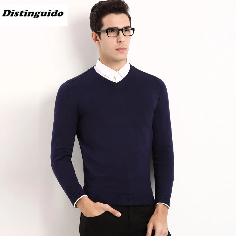 2017 Повседневное Slim Fit свитер Для мужчин Классические Однотонная одежда пуловер