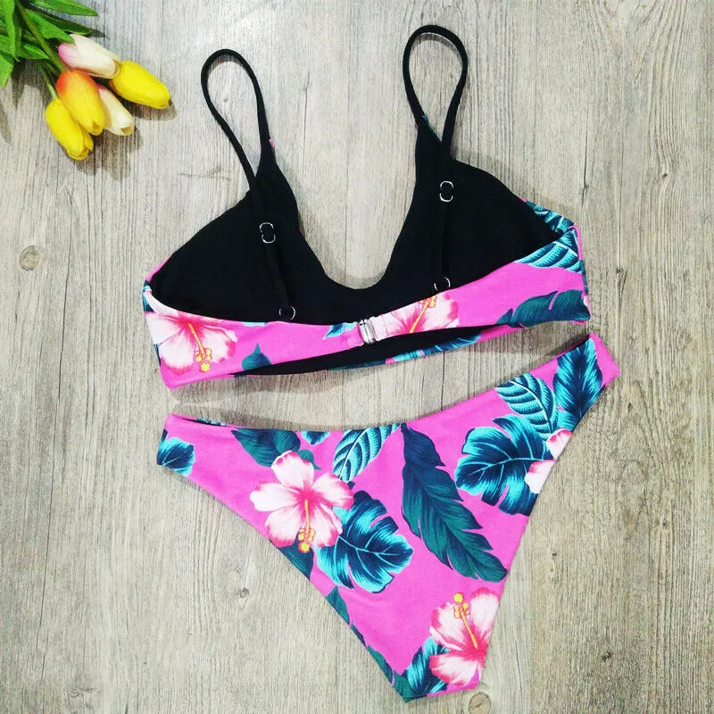 Сексуальный женский комплект бикини с принтом бандажный купальник открытой