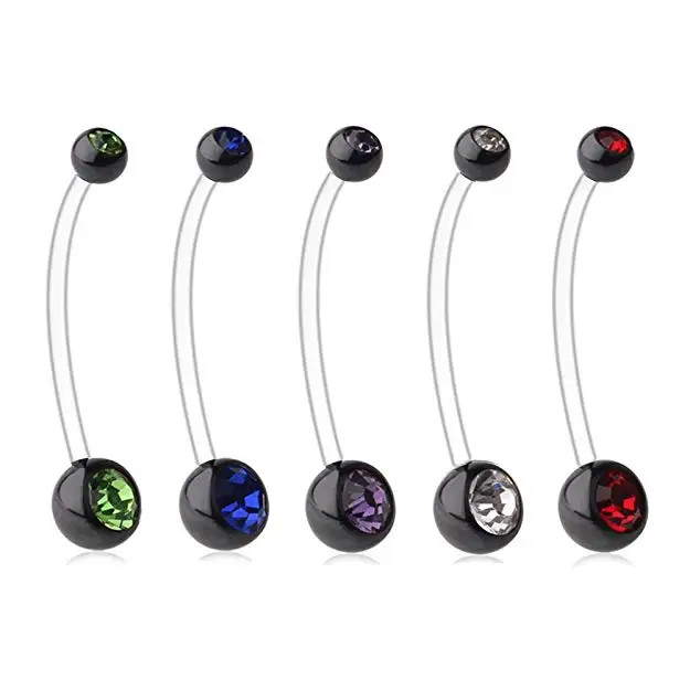 5 шт. кольцо для беременных с кубическим цирконием эластичное пупка 14 г 1/2 дюйма (38