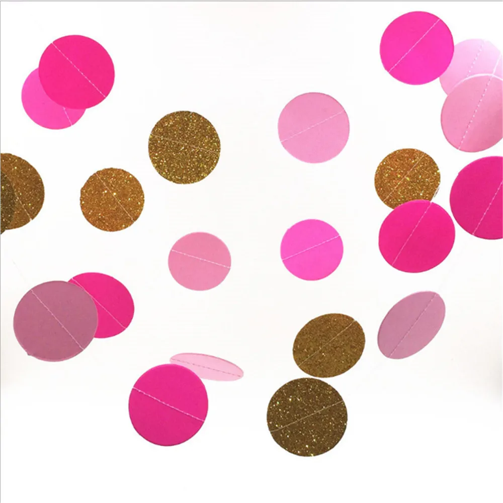 2 м блестящие конфетти круг Бумажная гирлянда-горошек принадлежности для дня