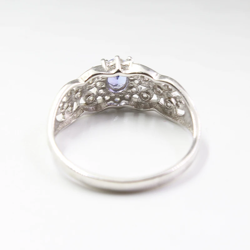 Fashion silver gemstone engagement ring with natural VS grade tanzanite solid 925 for party | Украшения и аксессуары