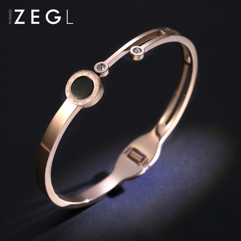 Женский браслет из нержавеющей стали ZEGL розового золота|Браслеты| |