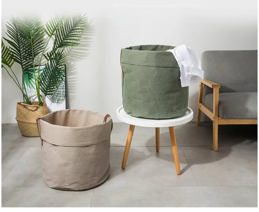 New Solid color series Folding Waterproof Laundry Hamper Clothes Storage Basket Home decoration barrel kids toy organizer bucket