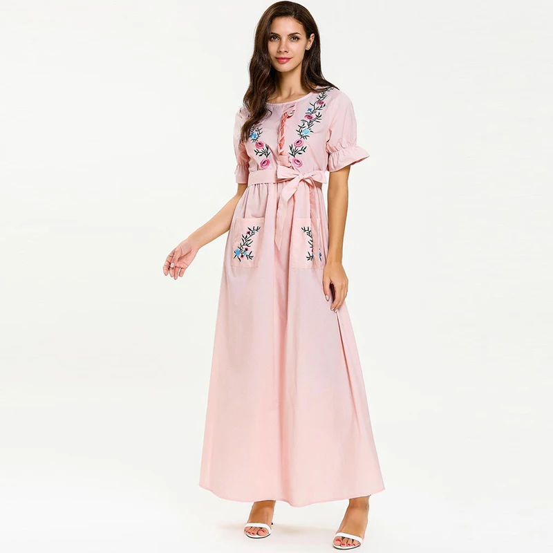 Платье размера плюс, Vestidos Longo Robe Femme Ete, Летнее Длинное богемное Платье макси с вышивкой, Бандажное Хлопковое платье, женская одежда