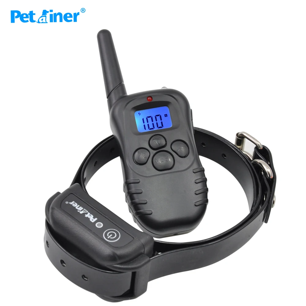 Petrainer 998DB-1 ЖК-синий дисплей пульт дистанционного управления водонепроницаемый ошейник для собак с электрическим током ошейник для дрессировки собак