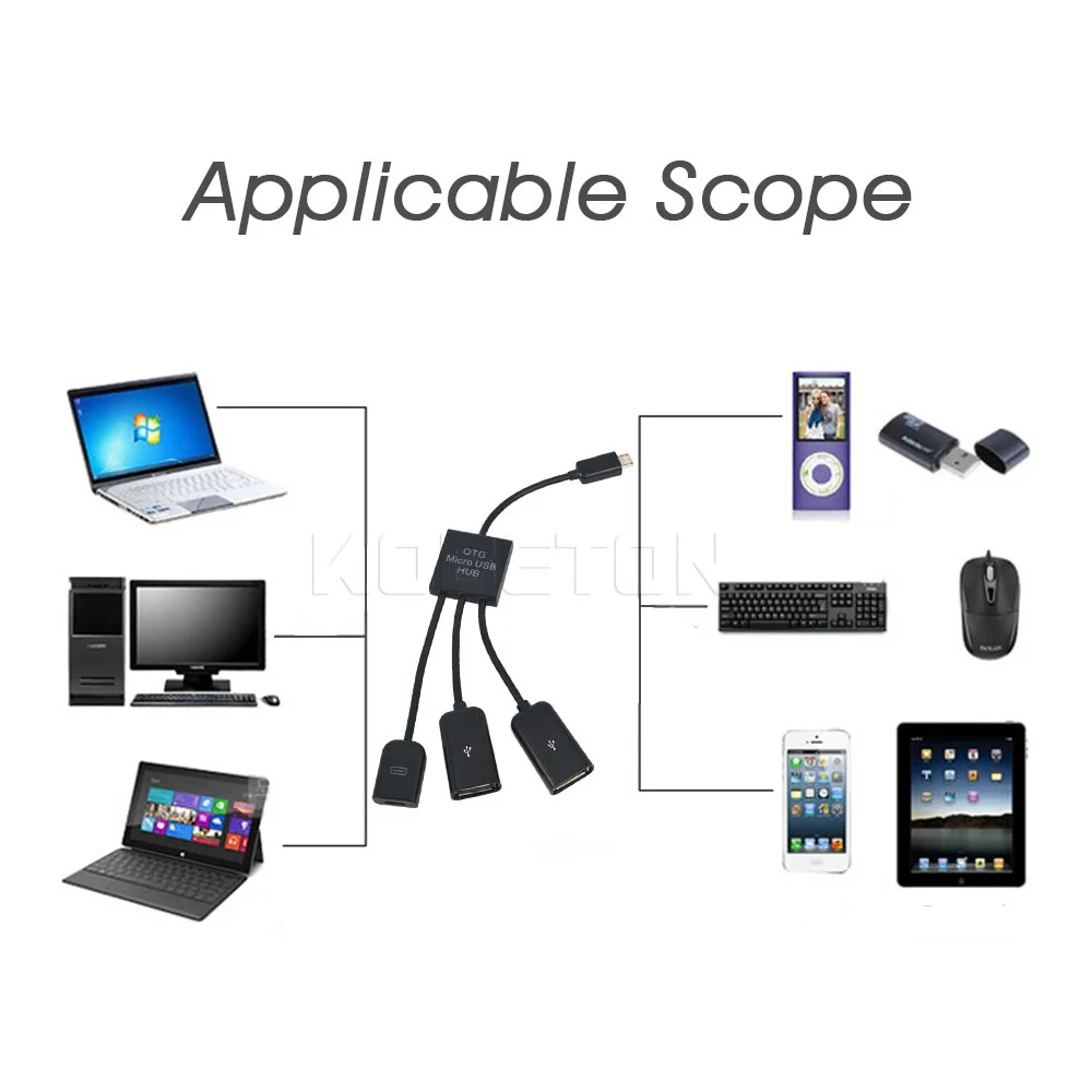 kebidu Micro USB Power Charging Hub Cable OTG 3 Port Spliter Connector Adapter For Smartphone Computer Tablet PC|USB-хабы| |