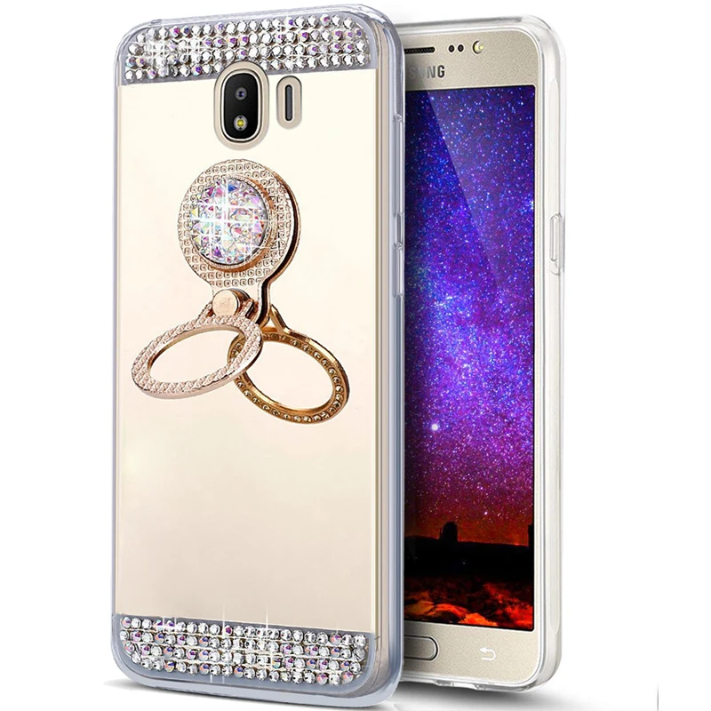 Чехол Funda A8 2018 с алмазным зеркалом мягкий силиконовый чехол для Galaxy Plus Samsung A7 A9 S9 S10e