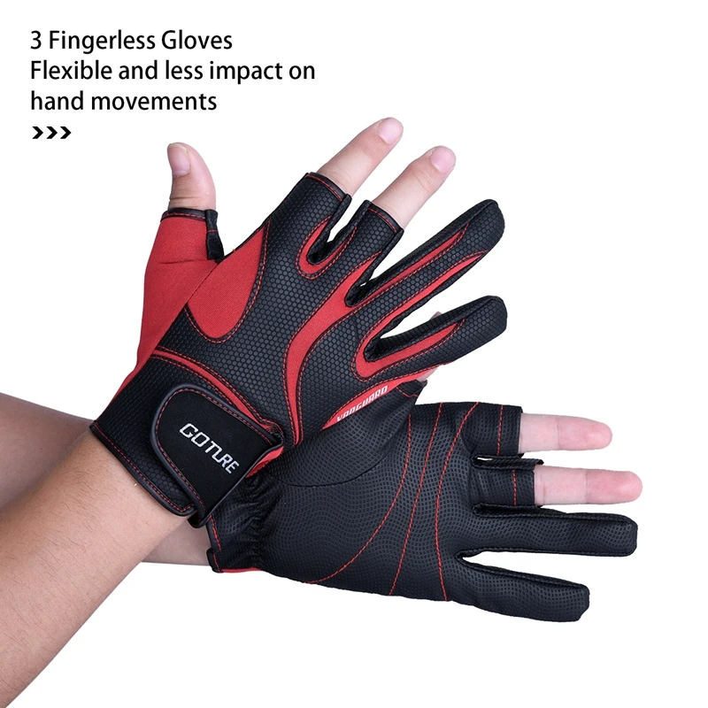 Уличные рыболовные перчатки Goture водонепроницаемые Нескользящие с тремя