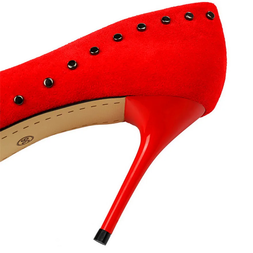 Новинка пикантные кожаные туфли-лодочки на высоком каблуке с заклепками женские