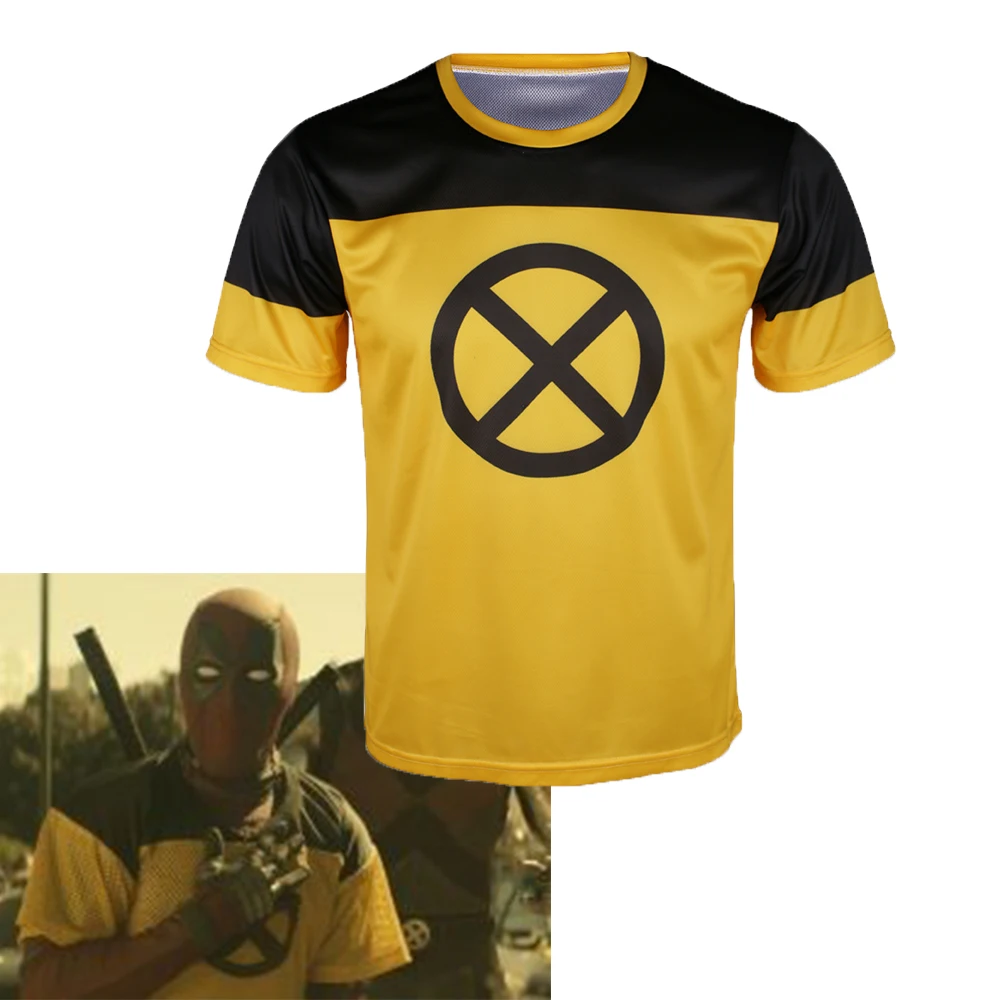 1 шт. Дэдпул 2 футболка супергерой желтый тонкий короткий полиэстер мужские с