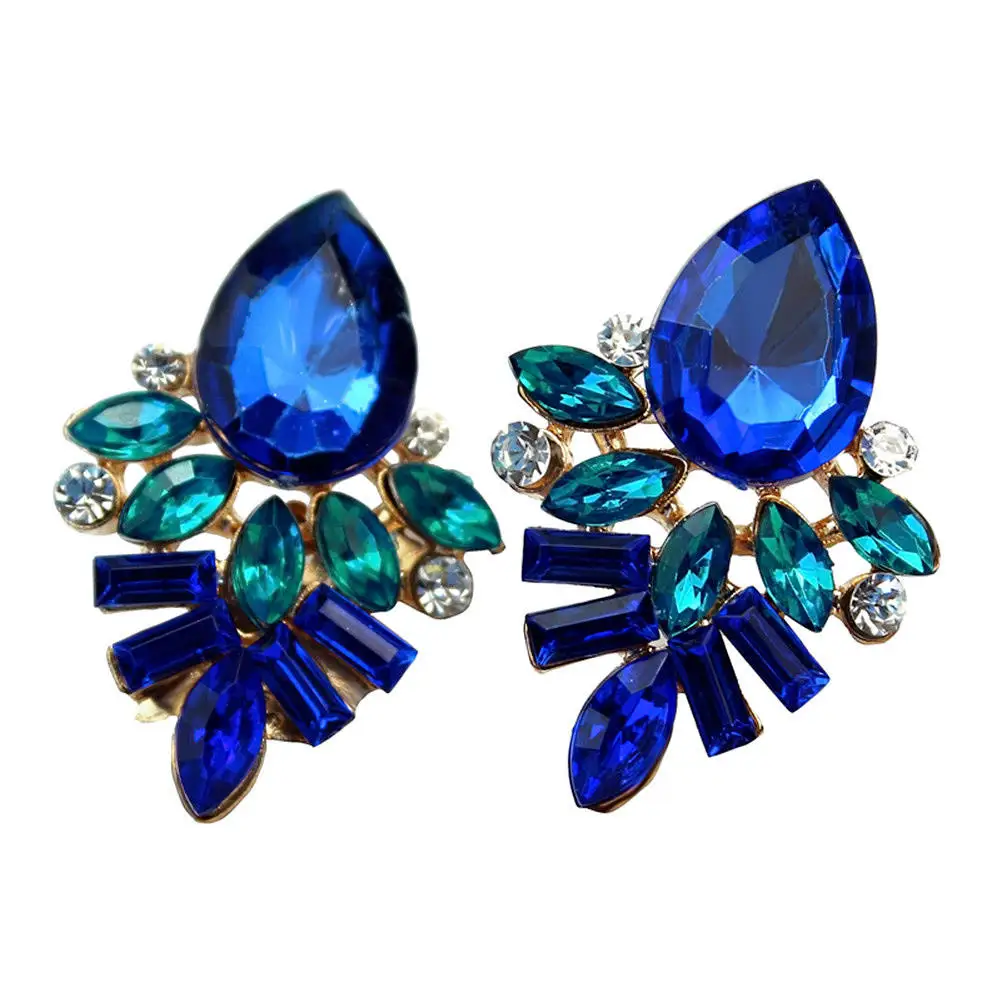 Женщины Свадьба Стильный Стержня Уха Серьги Сияющий Синий Кристалл Горного