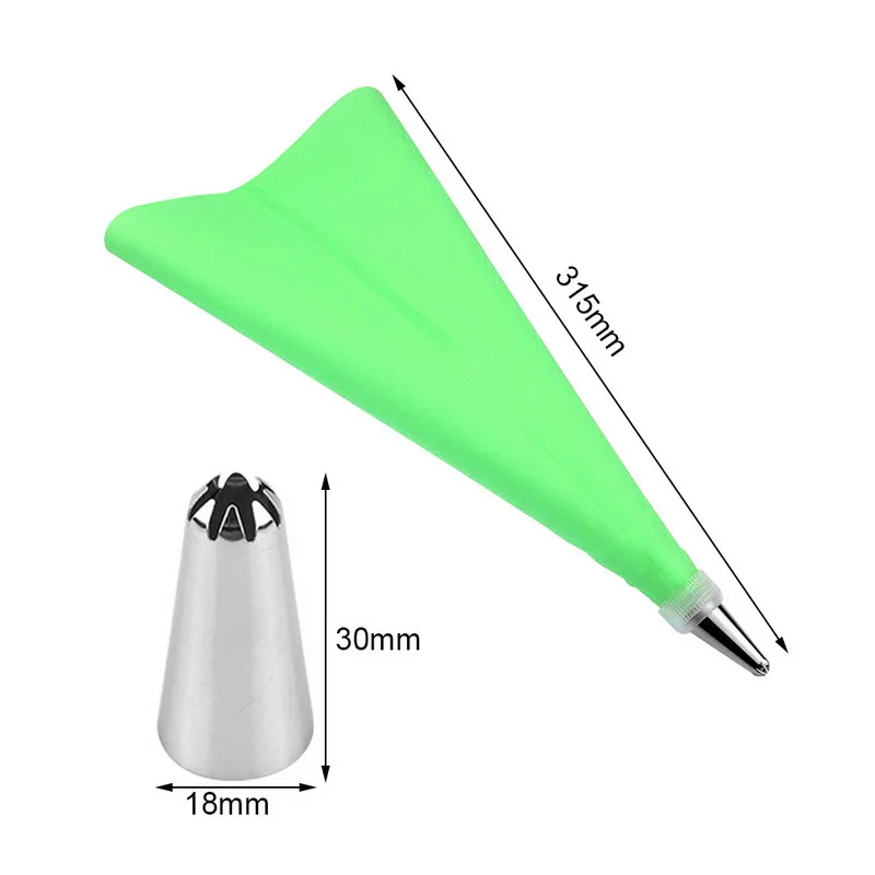 18pcs green B 73 шт./компл. торт двухсторонний, для украшения рта комплект DIY украшения торта чехол выпечки набор силиконовые мешки муфты скребки цветок - Цвет: 18pcs green