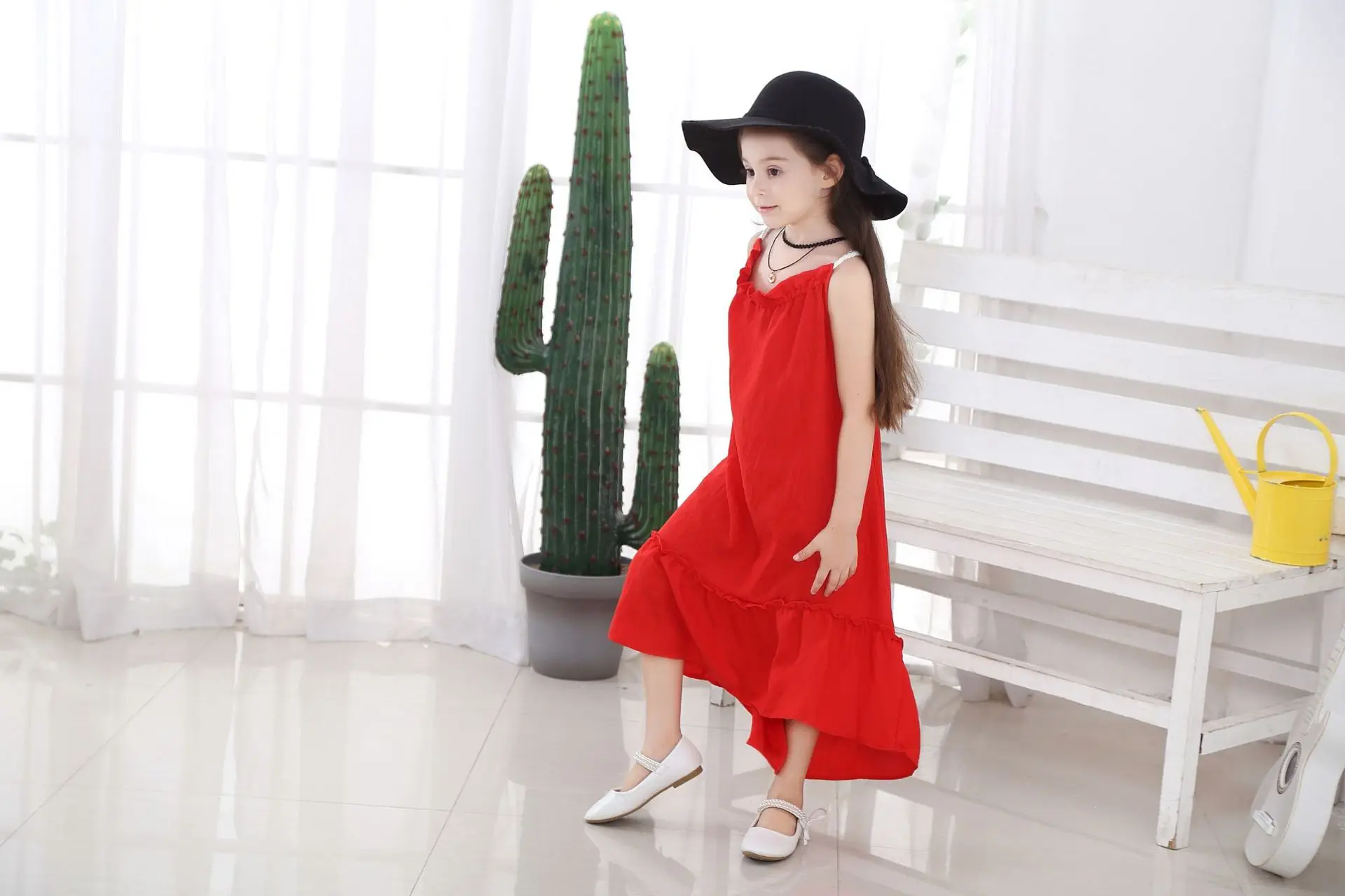 Детское рождественское красное платье костюм принцессы для девочек длинное на