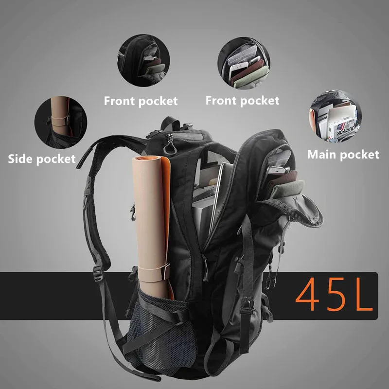 Походный рюкзак 45л для путешествий и походов кемпинга сумки альпинизма с