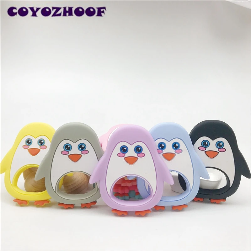 

10pcs Silicone Cute Animals Penguin Baby Necklace Pendant Teether BPA Free Materials DIY Teething Necklace Accessories