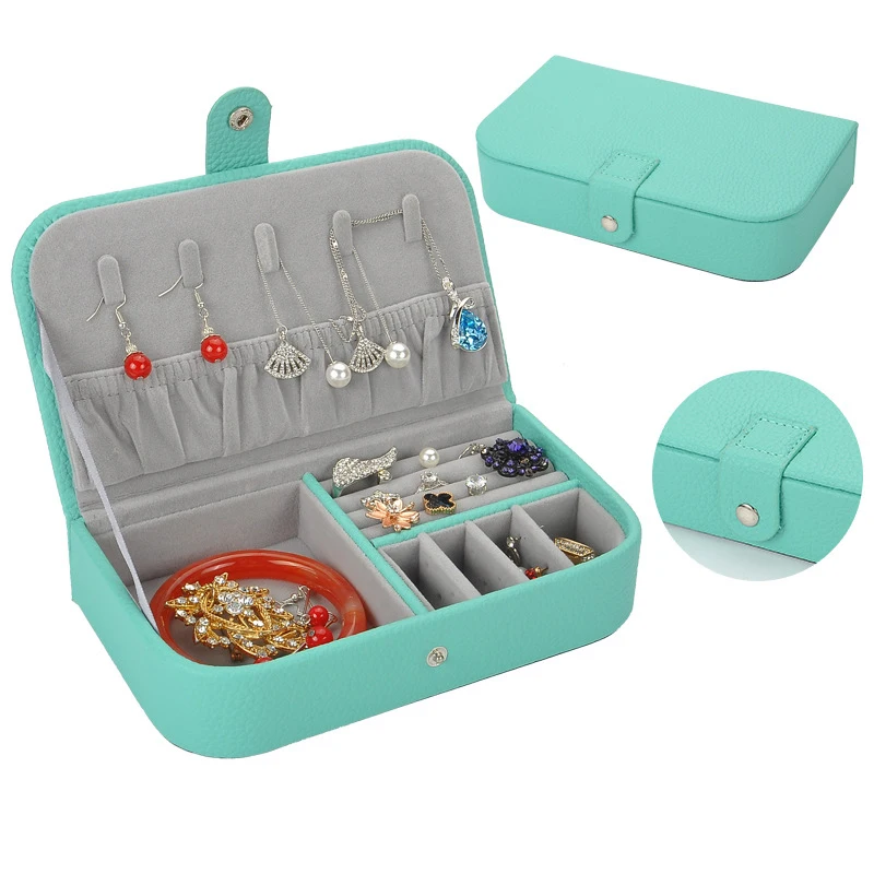 Korean Style Fresh And Simple Girl Earrings Plate Jewelry Box Protable Leather Ring Multi-function Storage | Дом и сад