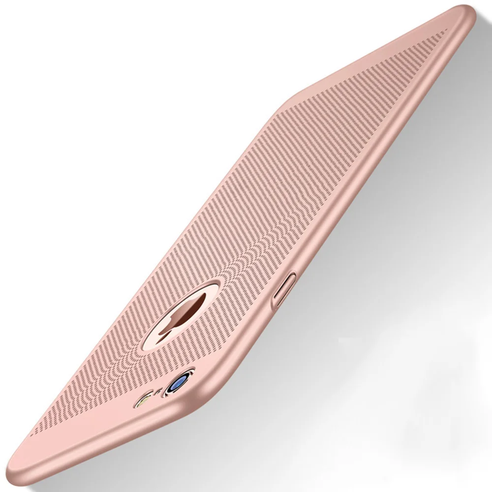 SIXEVE Тонкий чехол для мобильного телефона чехол для iPhone 5 5S SE 6 s 6s 7 8 Plus X 10 6Plus 6s Plus 7Plus 8 Plus роскошный дышащий жесткий чехол - Цвет: Rose gold