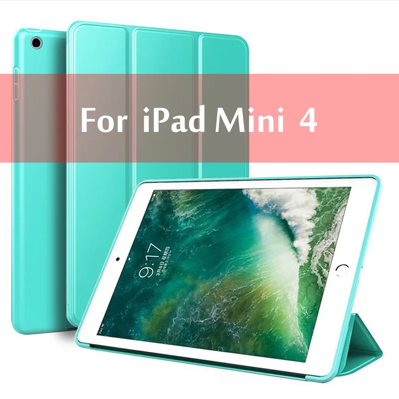 Mini 4 Green Чехол для iPad Mini 4 3 2 1 чехол ПУ; кожа; Силикон Мягкая задняя трехстворчатая подставка для сна смарт-чехол для iPad Mini 5 чехол Funda - Цвет: Mini 4 Green