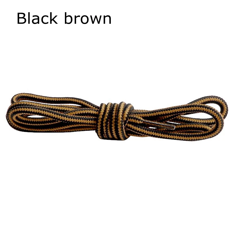 Black brown 1 пара круглых полосатых двухцветных шнурки для обуви унисекс, кожаные шнурки для ботинок, шнурки для уличных спортивных кроссовок, шнурки с ремешком TW2 - Цвет: Black brown