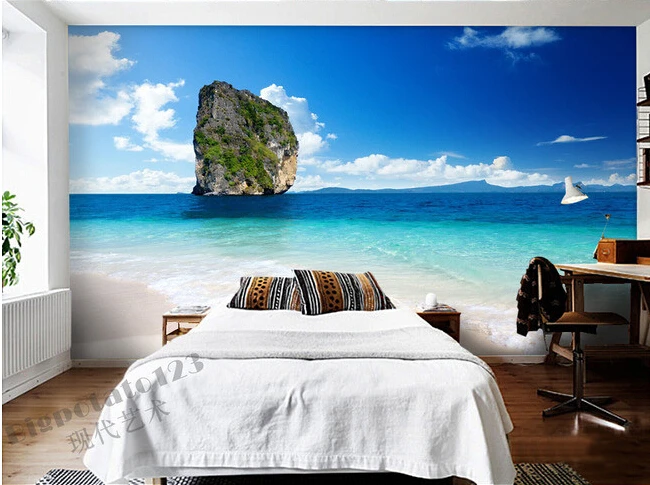 3D фрески на заказ свежий голубой пейзаж небесно-голубого цвета настенная бумага