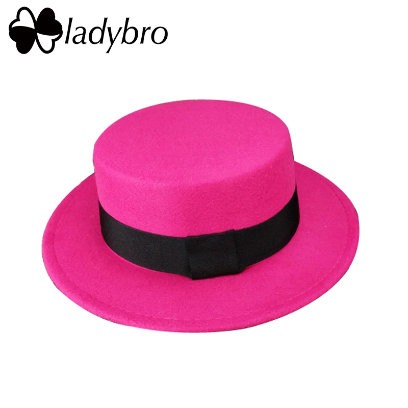 014 Ladybro, имитация шерсти, шляпа для мужчин, плоская шляпа для женщин, фетровая шляпа с широкими полями, фетровая шляпа, женская кепка, Женская кепка, шляпа для женщин - Цвет: 014
