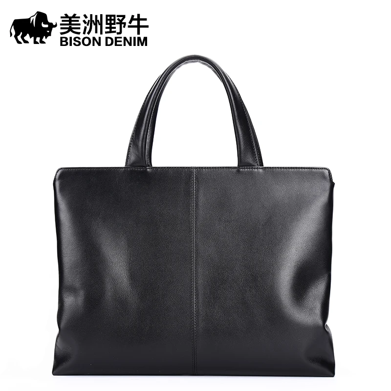 известных брендов BISON DENIM мужские сумки через плечо кожанный портфель мужской
