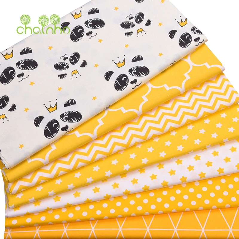 

Chainho,7pcs Yellow Panda Series,Printed Twill Cotton Fabric,Patchwork Cloth,DIY Sewing&Quilting Material For Baby&Child,40x50cm