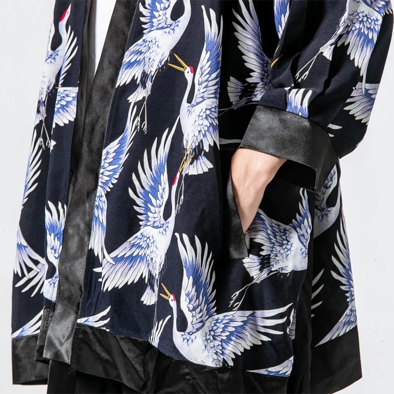 Мужское кимоно кардиган Тренч мужской японский Харадзюку Свободная