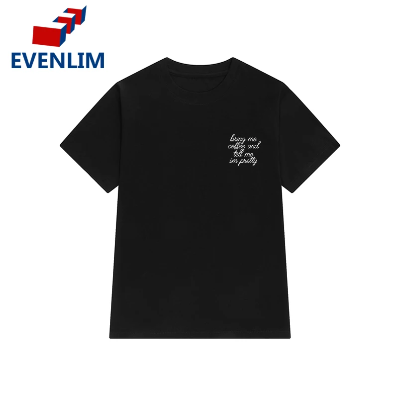 EVENLIM Новый 2018 Chic Стиль серый 100% хлопковые футболки с короткими рукавами Для