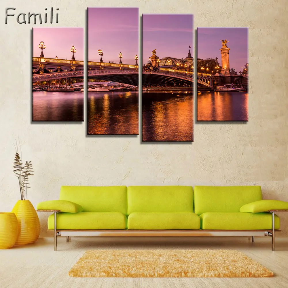 4 панели холст искусство париж триумфальная арка настенная живопись женская