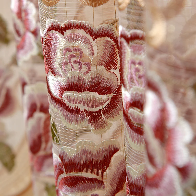 Роскошные европейские вышитые тюлевые оконные шторы для гостиной