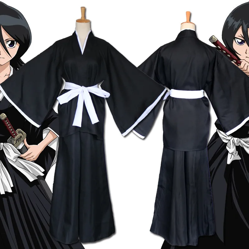 Аниме BLEACH Kuchiki Rukia Косплей Шинигами кимоно с мотивом смерти душа жнец полный комплект Куросаки костюм Ичиго(Топы+ брюки+ пояс