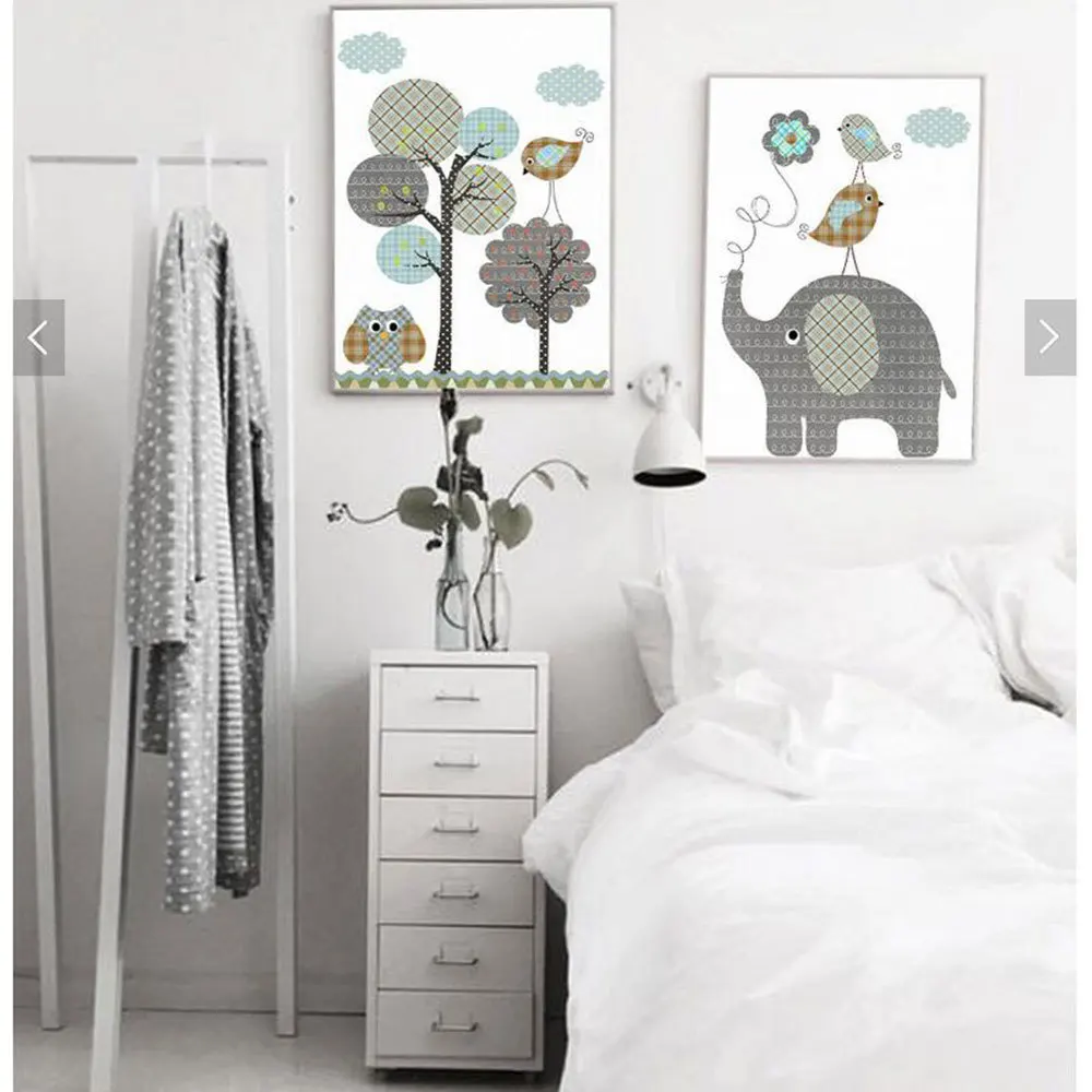 Мультфильм слон стены искусства холст картины плакаты и печать для гостиной