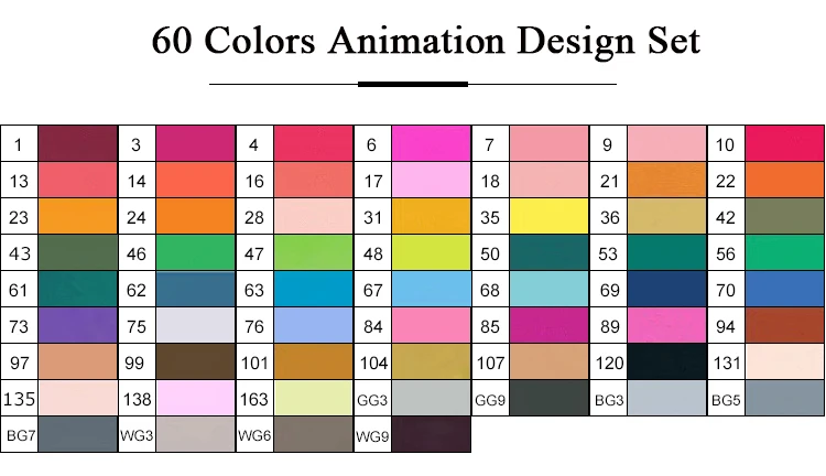 60 Animation Set Touchthree, 30406080 цветов, двойная головка, художественные маркеры, ручка, маслянистая, алкогольная, эскиз, маркер, кисть, ручки, товары для рукоделия, для анимации, манга, рисование - Цвет: 60 Animation Set