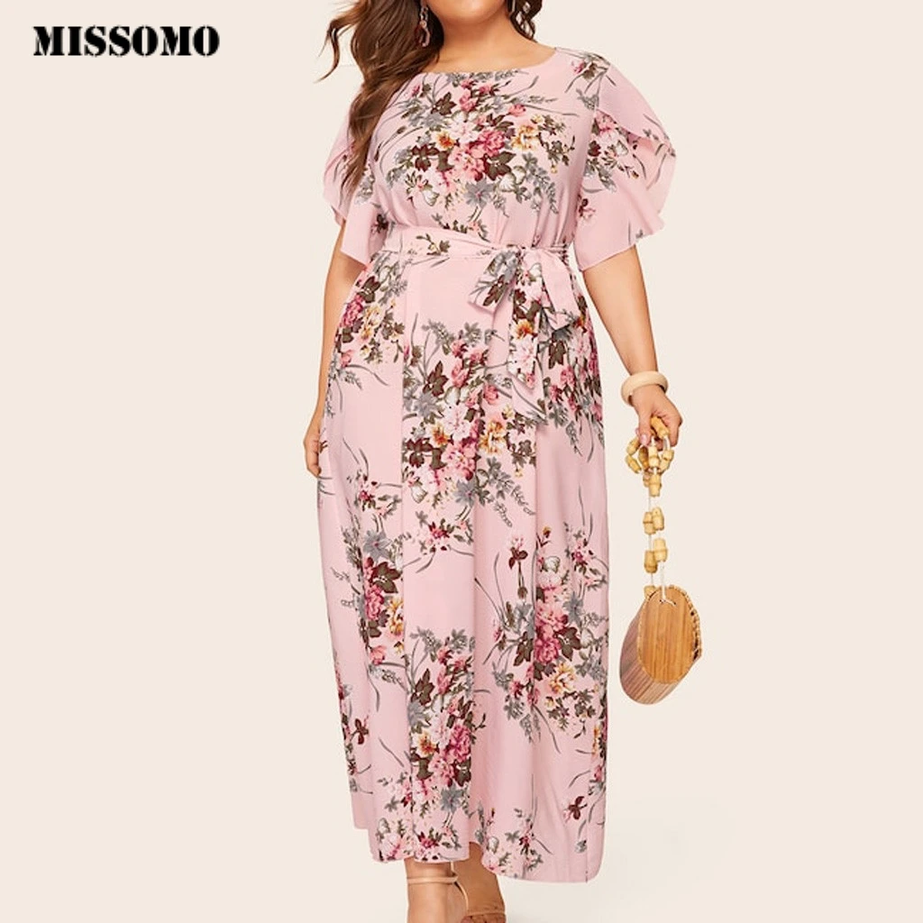 MISSOMO 5XL платье женское длинное Макси платье повседневное цветочное пляжное винтажное Бандажное элегантное платье размера плюс одежда для девочек 620