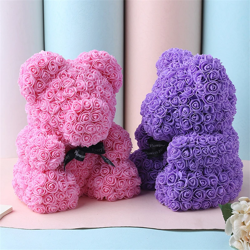 Valentines Romantice Artificial Rose Bear/Dog/Rabbit PE Gift For Wedding Party Creative DIY Valentine Doll on. Валентиновый Романтичный искусственный медведь/собака/кролик из розовых лепестков PE подарок для свадебной вечеринки Творческая самодельная вале