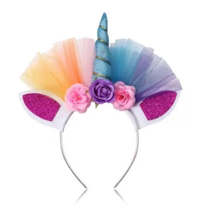 Рождественские ободки волшебная Радужная Голова Единорога головная повязка для