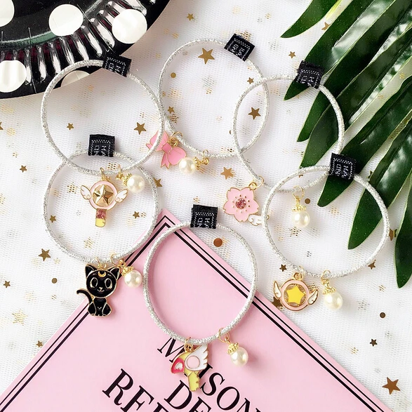 Korean children small fresh silver hair ties beads animal print pendant elastic bands flowers bow girl accessorie | Детская одежда и