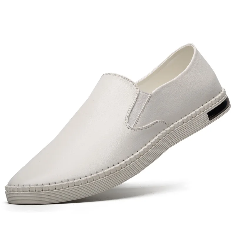 Белые туфли из натуральной коровьей кожи мужские лоферы модные мокасины ручной