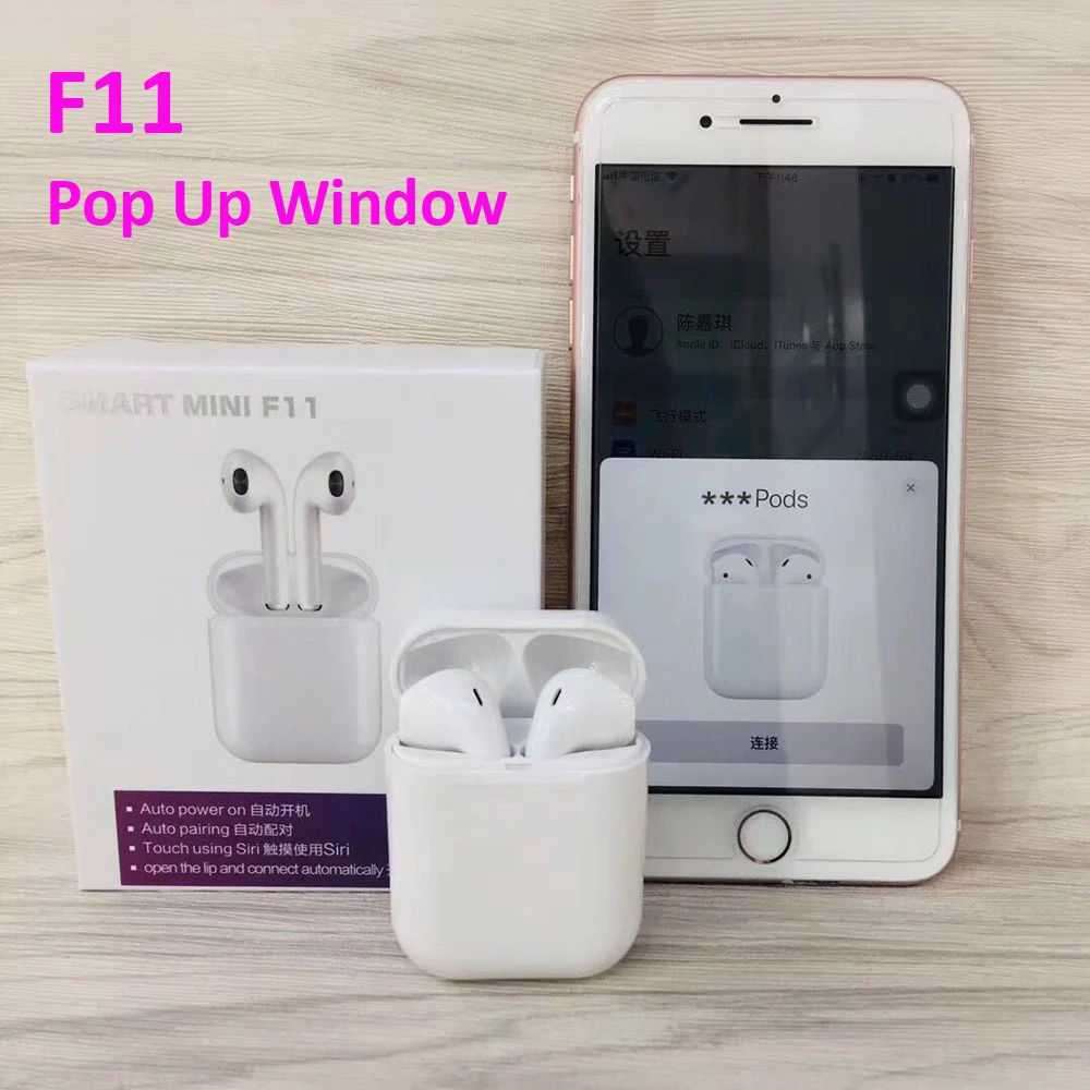 100 шт. Pop Up Window F11 TWS беспроводные наушники 5 0 Bluetooth Беспроводная гарнитура PK i11 I12 I9 i10