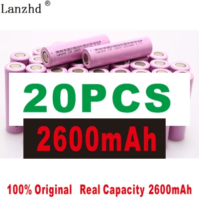 20 PCS 8-40 шт 18650 перезаряжаемая батарея 2600mAh литий-ионные батареи 3,7 V для samsung 18650 литиевая батарея для фонарика ноутбука - Цвет: 20 PCS