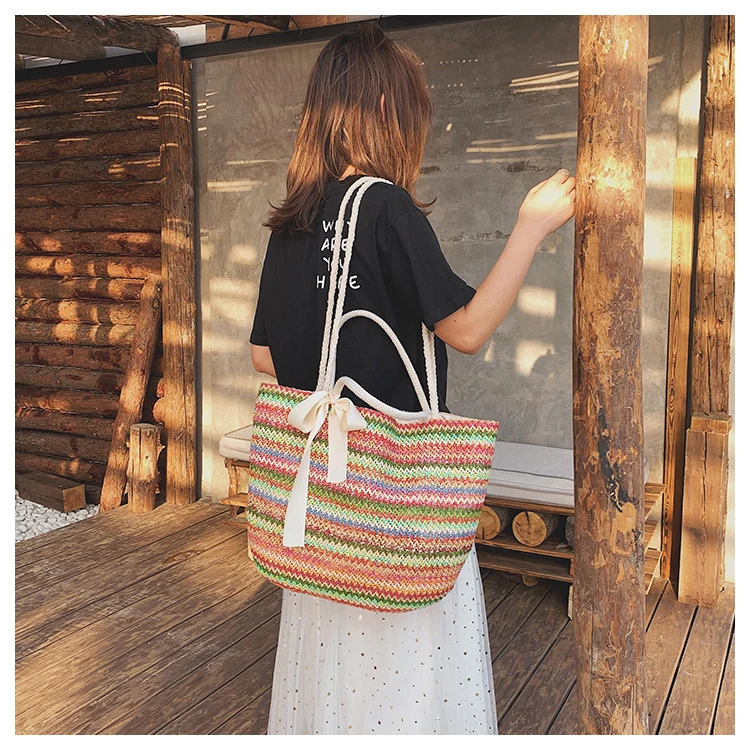 BILLETERA Новое поступление Модная Портативная полосатая Пляжная сумка для женщин на