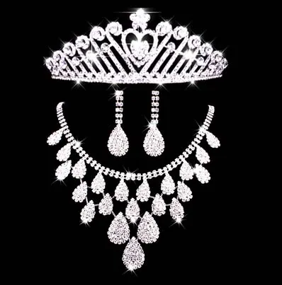 Роскошная бижутерия Стразы Корона brincos colar de joias consets mulheres Party jantar casamento