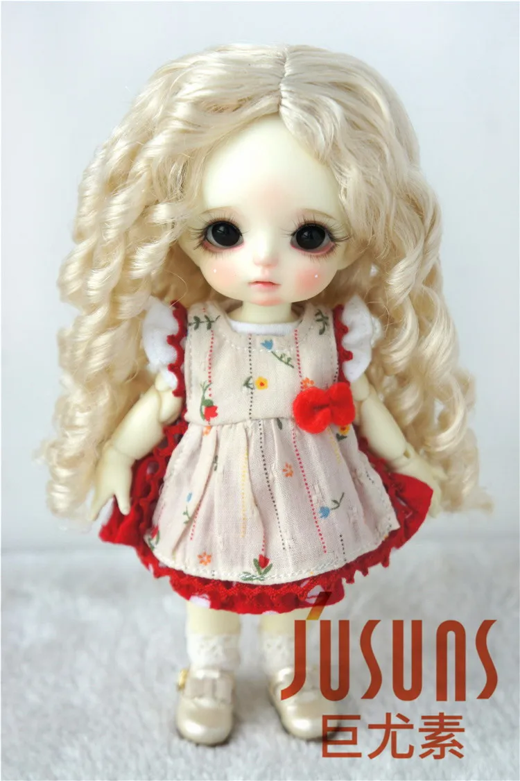 JD285 1/8 16 1/4 модный длинный волнистый парик Nobel princess BJD, размер 5-6 дюймов 6-7 дюймов и 7-8 дюймов, аксессуары для куклы из синтетического мохера - Цвет: 5-6inch Blond