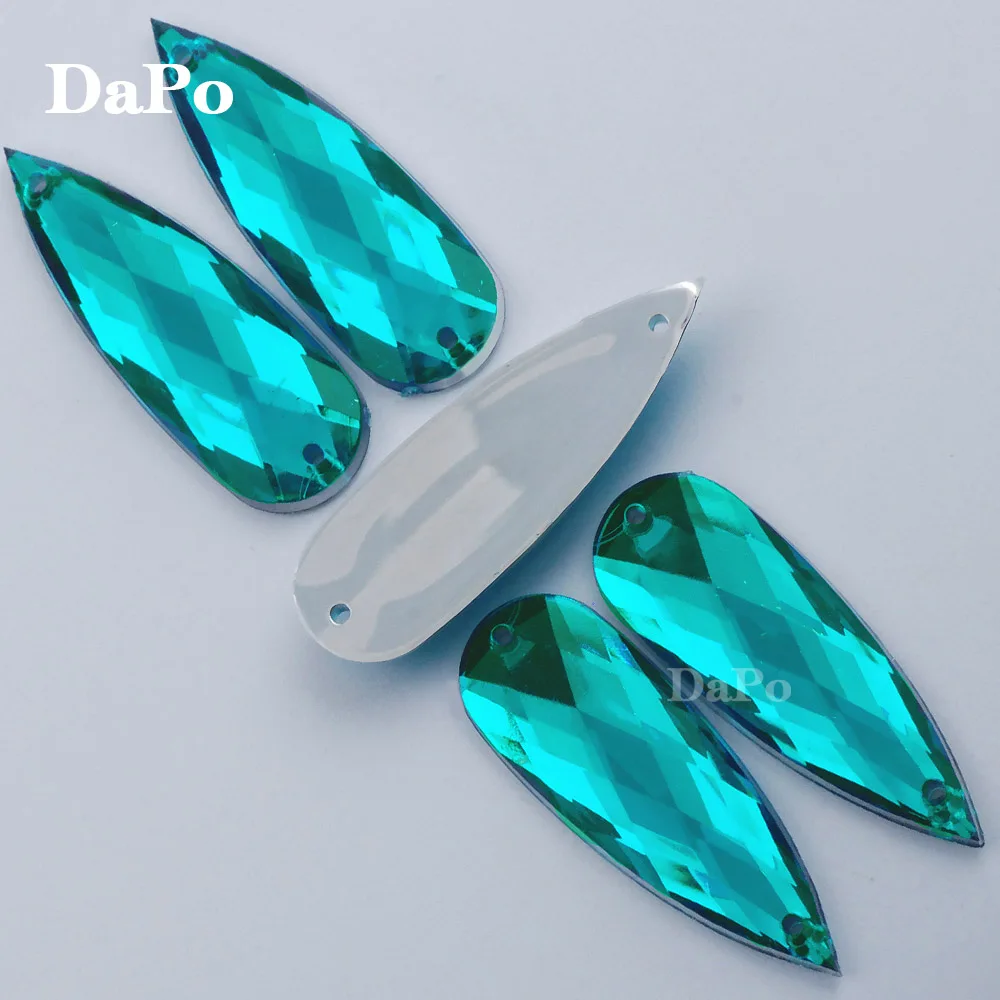 zircon blue Hisenlee, большие размеры, 10x30 мм, каплевидные пришивные стразы, акриловые, Пришивные, с плоской задней частью, камень для пришивания драгоценных камней, 17 цветов, для свадебной одежды - Цвет: zircon blue