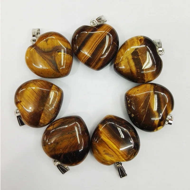 

Free shipping 30mm natural tiger eye stone charms heart pendants for jewelry making 10pcs/lot Wholesale