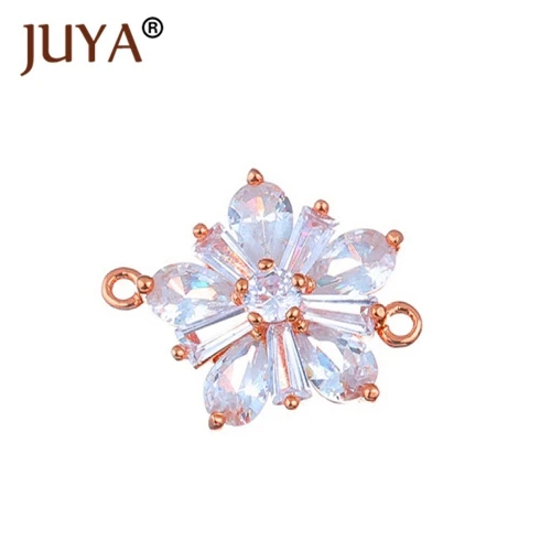 rose gold Фурнитура для бижутерии, кристалл цветок коннектор, для производства серег, браслетов, колье,фурнитура для сережек - Цвет: rose gold