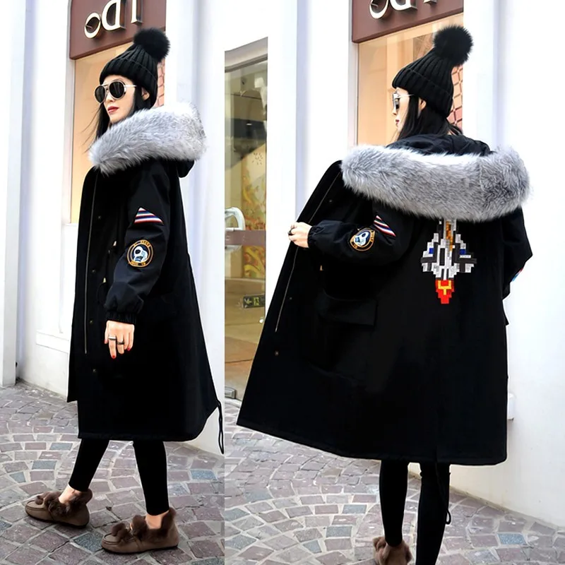 2018 зимняя женская куртка с капюшоном съемная имитация серебряной лисы большой