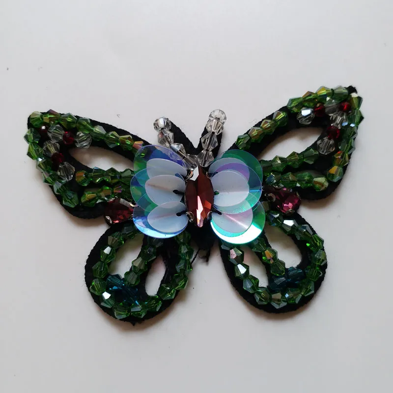 1 шт. 3D бабочка ручной работы нашивки со стразами и бисером DIY Пришивание для